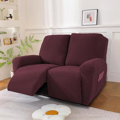 NORTHERN BROTHERS Recliner Loveseat Covers - Recliner Sofa Covers 2 Seater Loveseat Covers for Reclining Loveseat Recliner Cover, Wine Red