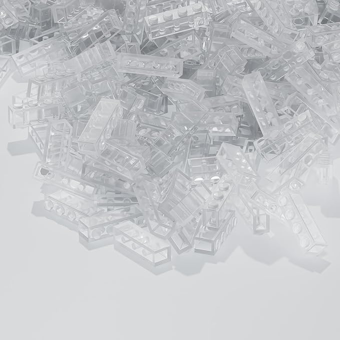 300 Pcs Classic Building Bricks, Fully Transparent Bulk Bricks,Compatible with Major Brands Parts and Pieces, Creative Building Block Toys for Boys Girls Ages 6 7 8 9 10 Year Old