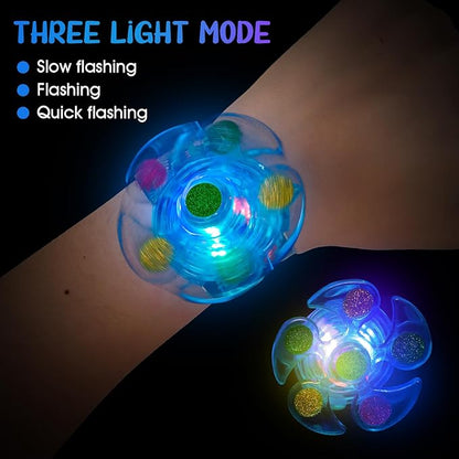 SEKEAHU 25 PCS Light Up Fidget Rotating Toy + 25PCS Slap Bracelets, Dinosaur Valentines Party Favors Stocking Stuffers for Kids 4-8-12 Goodie Bag Stuffers Glow in The Dark Supplies Gifts