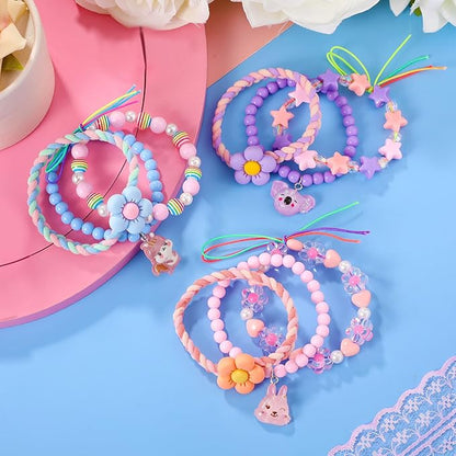 PinkSheep Bracelets for Girls, 18pc/24pc Colorful Beaded Stretch Bracelets for Little Girl Teen Girl, Friendship Bracelet Bracelets Bulk Stackable Bracelets, Cute Things for Girls (18PC)