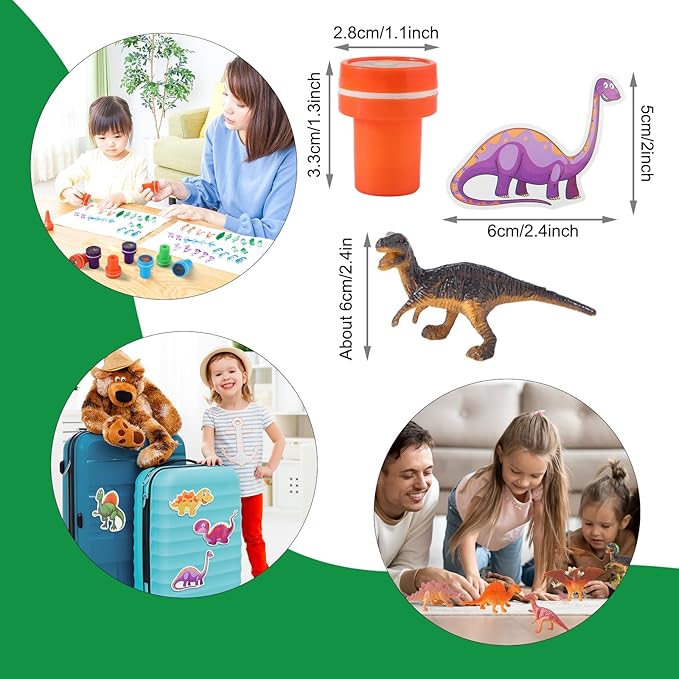 Hungdao 178 Pcs Dinosaur Birthday Party Favors for 16 Kids with Dinosaur Keychain Sticker Stamp Ring Slap Bracelet Tattoo Sticker Gift Bag Tag for Dinosaur Boys and Girls Party Carnival Gift Fillers