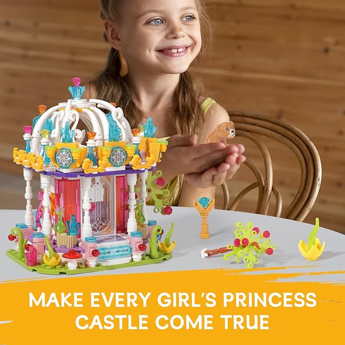 Girls Princess Castle Building Set with LED Light,Friends Construction Educational Xmas Gift Toy for Kids Age 6-12 and Up 414 PCS