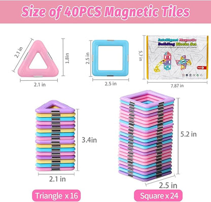 Magnetic Tiles Toys for 3 4 5 6 7 8+ Year Old Boys Girls Upgrade Macaron Castle Blocks Building Set for Toddlers STEM Creativity/Educational Toys for Kids Age 3-6 Christmas Birthday Gifts