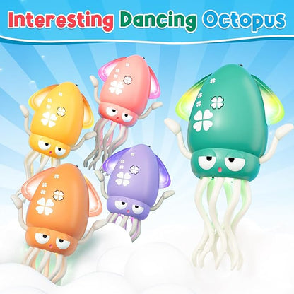 Dancing Squid Baby Toy, Infant Tummy Time Toys for 3-6 Months, Interactive Crawling Octopus with Music & Lights for 6-12, 12-18 Learning Walking Toy for Toddlers 1 Year Old Boys Girls Birthday Gifts