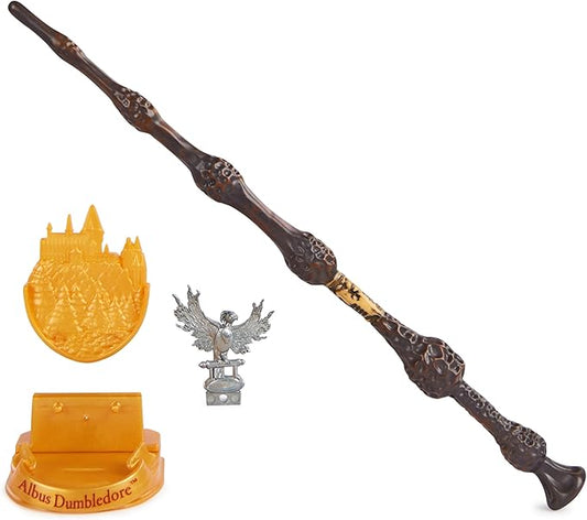 Wizarding World Harry Potter, 12-inch Magical Collector Albus Dumbledore Wand with Stand & Die-cast Icon, Magical Creatures Series