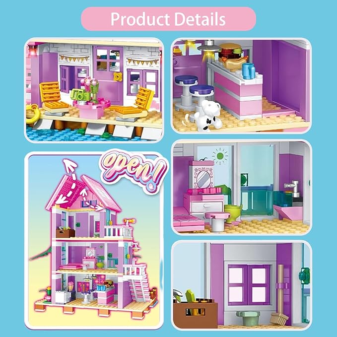 Sezua Building Blocks Girls House - 573 Pieces Seaside Beach Villa Building Set Compatible with Lego for Girls Friends, Dream Holiday Construction Bricks Toys for Girls Kid Age 8-12