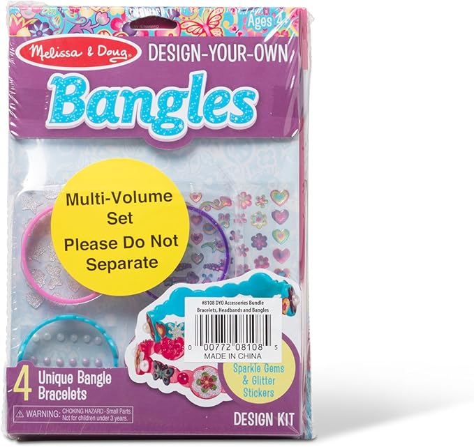 Melissa & Doug Design-Your-Own Jewelry-Making Kits - Bangles, Headbands, and Bracelets - DIY , Decorate With Stickers, Crafting Set For Kids Ages 4+
