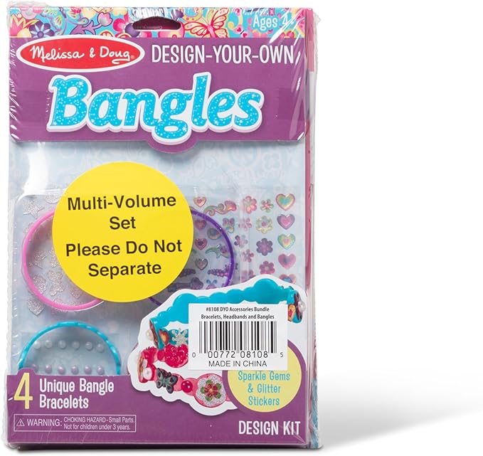 Melissa & Doug Design-Your-Own Jewelry-Making Kits - Bangles, Headbands, and Bracelets - DIY , Decorate With Stickers, Crafting Set For Kids Ages 4+