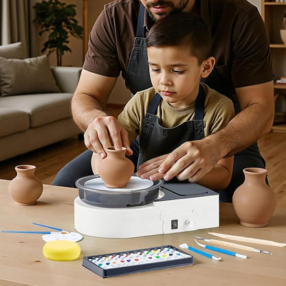 VEVOR Pottery Wheel for Kids Adults and Beginners - Complete Pottery Kit with 6" Turntable & Storage Design, Speed Adjustable with Air Clay Art Supplies Sculpting Tools, Craft Christmas Gifts, White