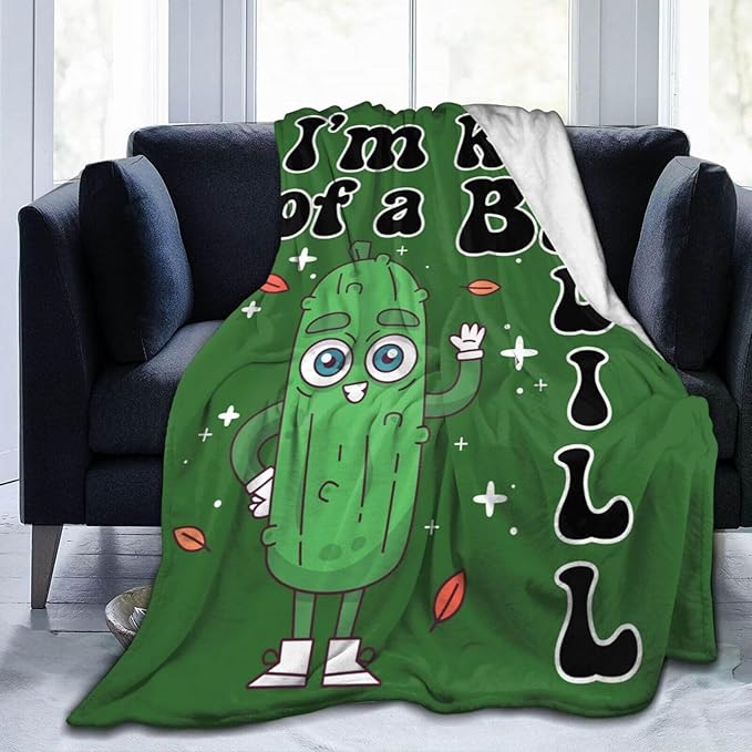 Pickle Blanket for Women Men, Cute I'm Kind of a Big Dill Themed Design Printed Throw Blankets for Teens Adults Lap, Couch Bed, Warm Soft Cozy Blanket, 60"x 80"