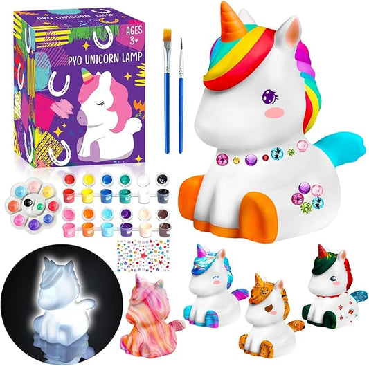 Paint Your Own Unicorn Lamp Kit - Arts and Crafts Supplies Painting Kits for Kid Teen Adult, DIY Night Light Unicorn Toy for Toddler Girl Boy Age 3 4 5 6 7 8 9 10 11 12 13 Birthday Easter Holiday Gift