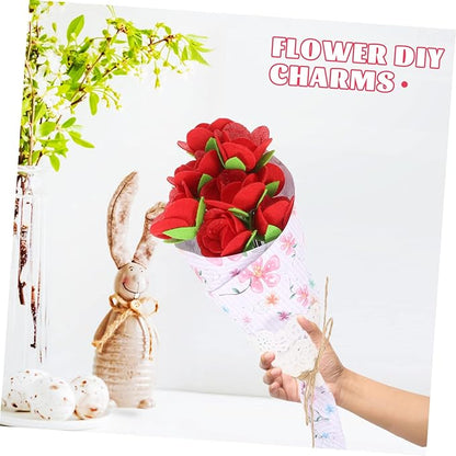 Beavorty 2 Sets Bouquet Material Package Flower Crafts for Kids DIY Felt Flower Kit Valentines Day DIY Kid Toys Unique DIY Bouquet Supply Child Rose Craft Pack Non-Woven