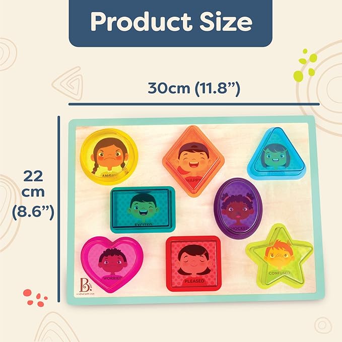 B. toys- Shapes & Emotions- Chunky Puzzle – Toddler Puzzle – Geometric Shapes & Emotions – Classic Toys for Kids – 2 Years +