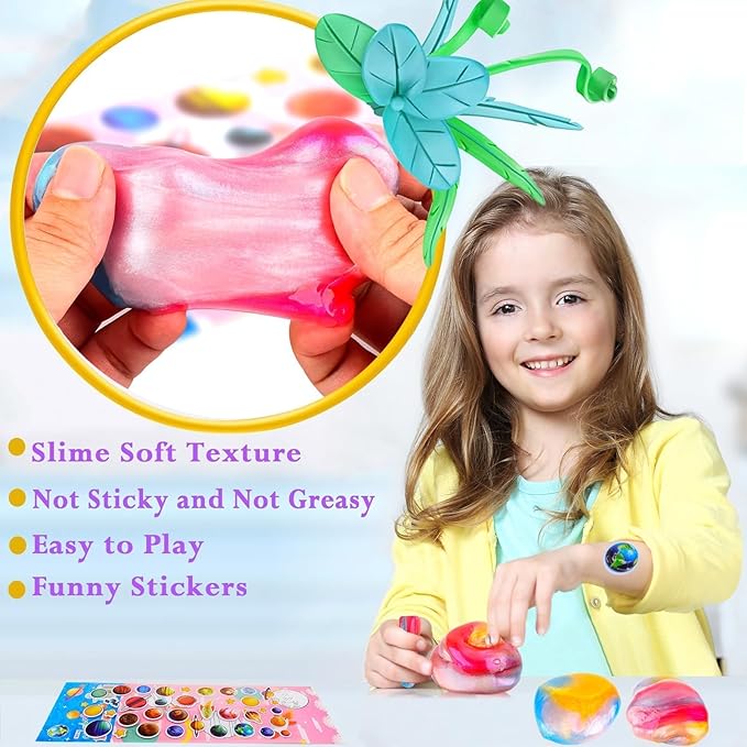 70 Pack Galaxy Slime, Super Mini Slime Kit, Funny Clear Slimes for Girls and Boys Slime, Party Favors Birthday Gifts, Classroom Prizes, Valentines, Easter and Christmas Slime Stress Relief Toys