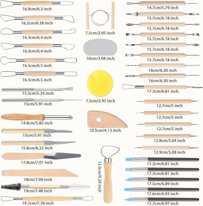 SHENOMAD 57PCS Clay Tools Kit with Wire Sculpting Tools Pottery Modeling Ceramics Polymer Tools Set for Air Dry Clay Carving Molding Pottery Crafting Beginners