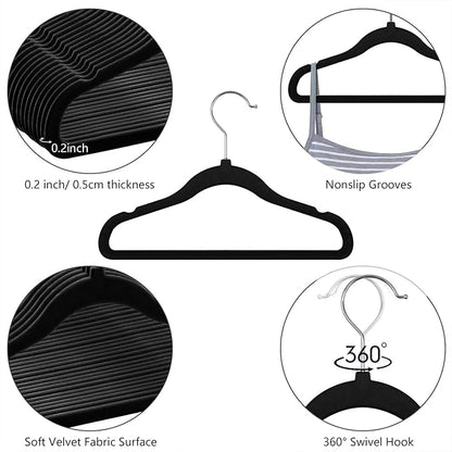 Kids Velvet Hangers, Velvet Baby Hangers Kids Felt Hangers Toddler Velvet Hangers (Black 30Pack)