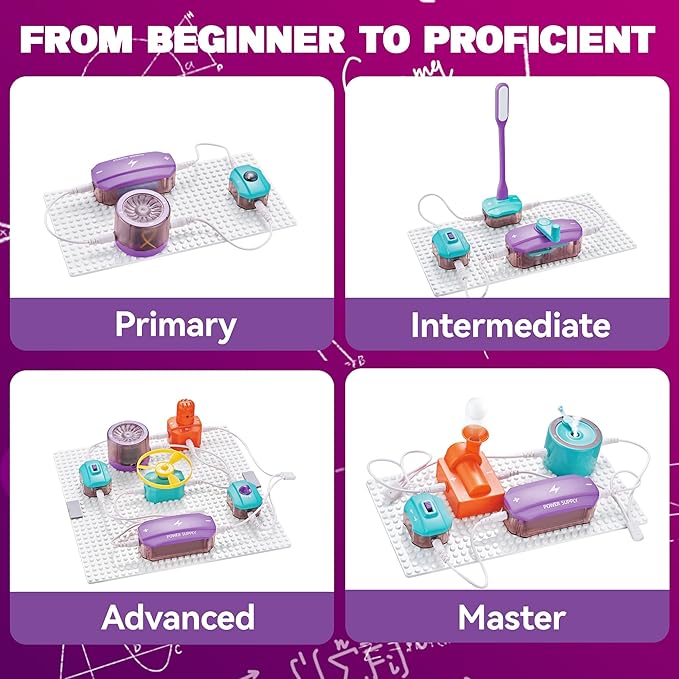 Circuit Board for Kids, SMILESSKIDDO 45 PCS DIY Electronics Exploration Kit with 100+ Projects, Physics Science Experiments Kit, School Family STEM Kits Educational Toy Gift for Kids 6+