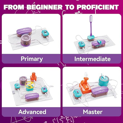 Circuit Board for Kids, SMILESSKIDDO 45 PCS DIY Electronics Exploration Kit with 100+ Projects, Physics Science Experiments Kit, School Family STEM Kits Educational Toy Gift for Kids 6+