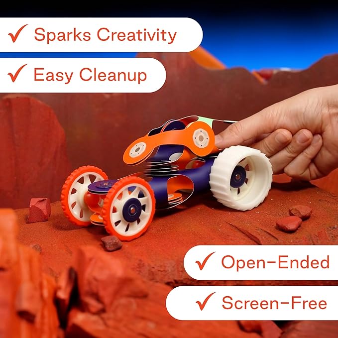 Clixo Mars Rover Pack - Glow-in-The-Dark Wheels Magnetic Building Toy - 30 Flexible Magnet Pieces for Galactic Exploration & Adventure. Award-nominated STEM Toy. Kids Gift & Travel Toy. Ages 6+ [New]