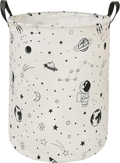 19.7 Inch Round Astronaut Pattern Laundry Clothes Hamper Laundry Basket with Handles,Storage Organizer Bins Laundry Gift Basket for Room, Bedroom Decor