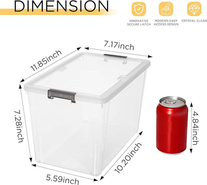 Citylife 7.8 QT 6 Pack Small Storage Bins Plastic Storage Container Stackable Box with Lids for Organizing, Clear White