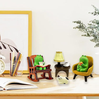 Set of 6 Miniature Frog Trinkets Desk Decorations - Tiny Frog Figurines for Cute Office Desk Decor, Funny Gifts for Frog Lovers, Perfect for Fairy Garden Decor