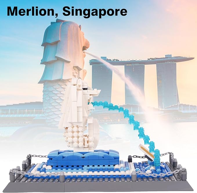 Oichy Merlion Building Blocks Set, 503 PCS Creative Toy Building Sets, World Famous Architecture Model Kits for Adults and Kids
