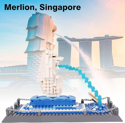Oichy Merlion Building Blocks Set, 503 PCS Creative Toy Building Sets, World Famous Architecture Model Kits for Adults and Kids