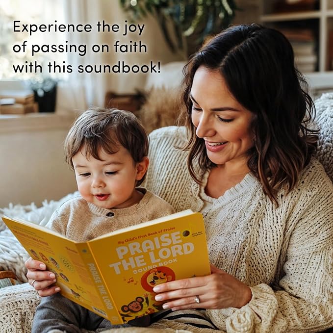 Praise The Lord Christian Sound Books for Kids - 6 Bible Songs for Toddlers – Christian Easter Gifts for Kids, Baby Books & Toys for Kids - Easter Basket Essentials, Baptism, Christening Baby Gifts