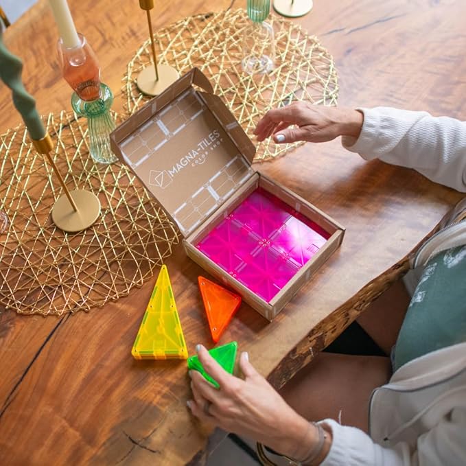 MAGNA-TILES Color Shop NEON 20-Piece Magnetic Construction Set, The Original Magnetic Building Brand