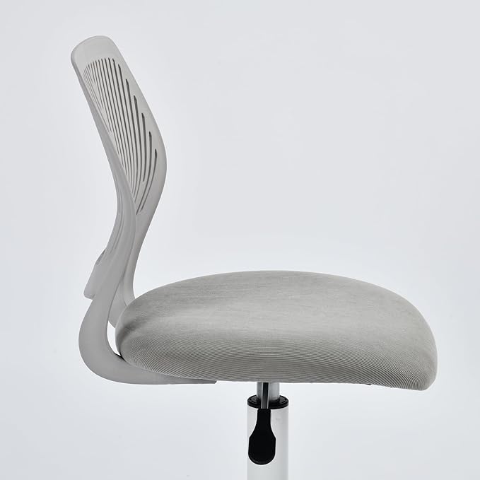 Homy Casa Armless Home Office Desk Chair, Colorful Task Chair with Soft Mesh Padded Cushion, Height Adjustable Swivel Study Computer Chair for for Girls Boys Teens (CO-Grey, 1PC)