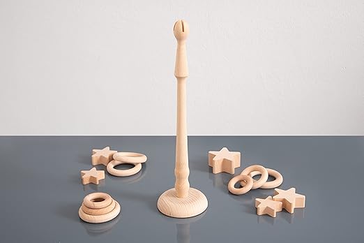 TickiT - 73911 Wooden Ring Stand Base - Heuristic Play - Loose Parts Montessori-Style Toy - Natural Toddler Toys