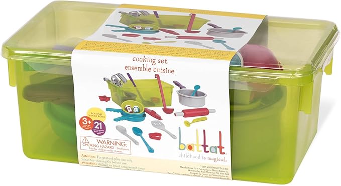 Battat – Pretend Cooking Set – Plastic Kitchen Toys – Play Dishes & Utensils-Toddler Cooking Set – 3 Years + (21 Pcs)