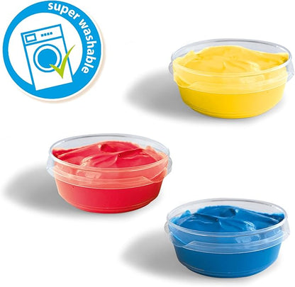 SES Creative: My First Fingerprint Paint Art - Craft Set, 10 Animal Coloring Sheets, Yellow-Red-Blue Non-Toxic Paint, Toy, Baby-Toddler-Kids Ages 1+