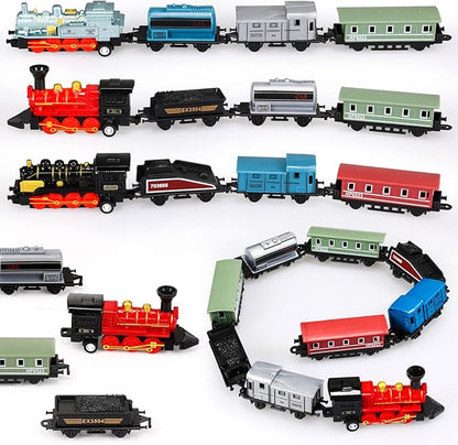 Hanaive 3 Sets Train Toys Mini Simulation Steam Toys Small Retro Steam Train Model Pull Back Set Diecast Locomotive Model Set for Boys and Girls Gifts Birthday Party Favor School Reward Gifts