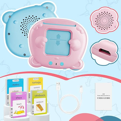 Spanish & English Talking Flash Cards for Toddler 1-6 Year Olds, Learning Montessori Toys with 224 Sight Words, Speech Therapy Toys, Children's Sensory Preschool Learning Educational Birthday Gifts