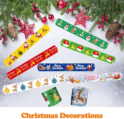 68Pcs Christmas Slap Bracelets for Kids, for Kids Boys Girls Christmas Party Favors Stocking Stuffers.
