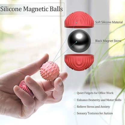 luckdoor Silicone Magnetic Balls Fidget Toys for Adults & Teens,4PCS Stress Relief Sensory Toys for Autism ADHD Anxiety,Fun Textures Gadgets,Office Desk Toy,Stocking Stuffers for Men Women Teen Gifts