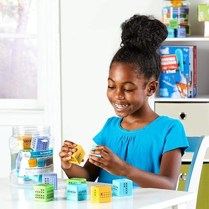 hand2mind Ten Frame Dice, Large Foam Dice for Classroom, Subitizing Dice, Math Manipulatives for Elementary School, Counting Toys for Toddlers, Educational Toys for Preschool Children (Set of 12)