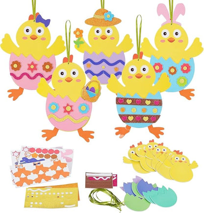 Fennoral 12 Pack Easter Craft for Kids Make You Own Easter Chick Foam Stickers Ornament DIY Easter Arts and Crafts for Preschool Easter Art Project Easter Decoration