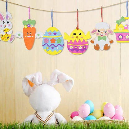 Fennoral 12 Pack Easter Craft Kit for Kids Make You Own Easter Foam Stickers Ornament DIY Easter Arts and Crafts for Easter Party Supplies Easter Decoration