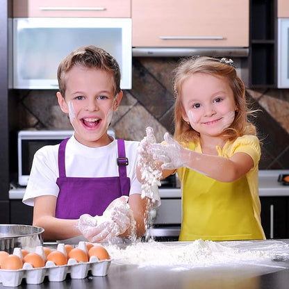 12Pcs Kids Chef Aprons Bulk, Child Aprons Art Aprons Set, Adjustable Children Chef Aprons with 2 Pockets for Boys Girls Cooking Painting, 12 Color(L for 7-13 Age)