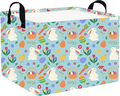 FXOLCSHE Rectangular Easter Bunny basket,Baby Hamper,Kids Toy Storage Basket for Easter,Kids Storage Bin,Toy Gift Organizerm,Easter empty room decor(Easter Bunny)