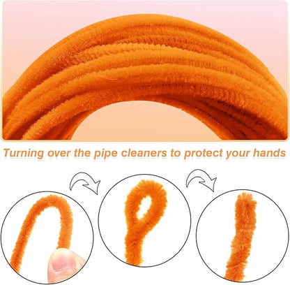 TOAOB 100pcs Pipe Cleaners Orange Pipe Cleaners Chenille Stems 6mm x 12 Inch Fuzzy Sticks Crafts Supplies for DIY Art Crafts Decorations