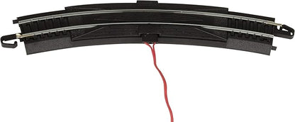 Bachmann Trains - Snap-Fit E-Z TRACK 18” RADIUS CURVED TERMINAL RERAILER w/WIRE (1/card) - STEEL ALLOY Rail With Black Roadbed - HO Scale