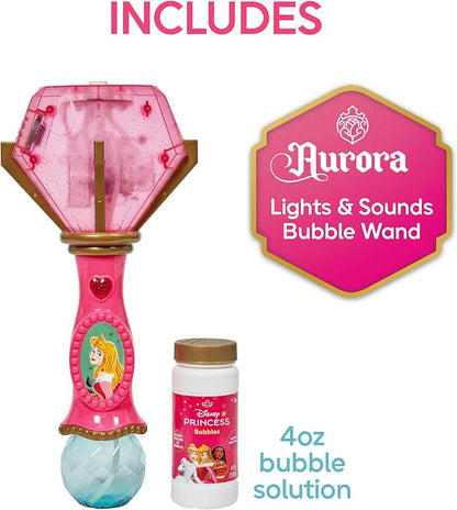 Little Kids Disney Princess Sleeping Beauty Aurora Light and Sound Musical Bubble Wand, Includes Bubble Solution