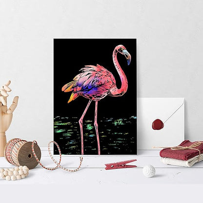 Georgie Porgy Scratch Paper Art A4 Set for Kids Adults Magic Rainbow Scratch Postcards Boards for DIY Arts and Crafts Kits Christmas Birthday Gift with Scratching Tools Kit (Magical Animals)