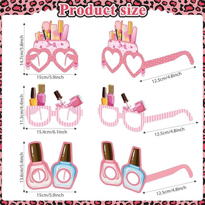 32 Pcs Spa Party Favors Paper Glasses Spa Party Supplies Makeup Party Paper Eyeglasses Frames Spa Photo Booth Props Makeup Selfie Props for Spa Themed Birthday Party Makeup Party Decorations