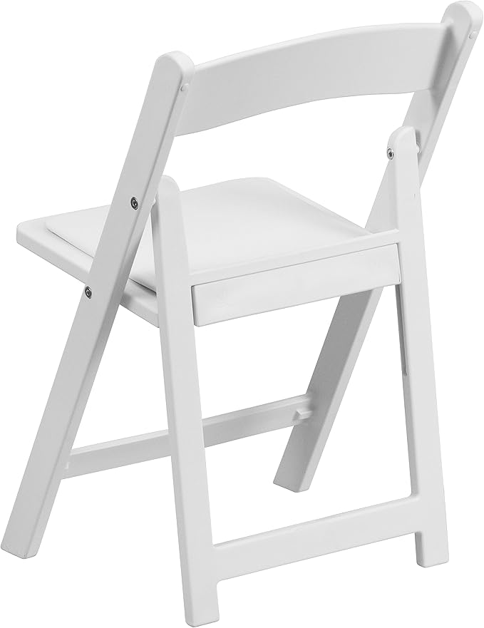 Flash Furniture HERCULES Kids White Resin Folding Chair with White Vinyl Padded Seat