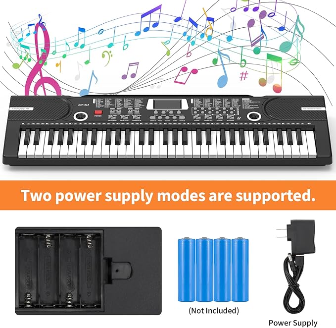 61 keys keyboard piano, Electronic Digital Piano with Built-In Speaker Microphone, Sheet Stand and Power Supply, Portable piano Keyboard Gift Teaching for Beginners